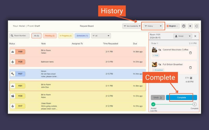 completing a request